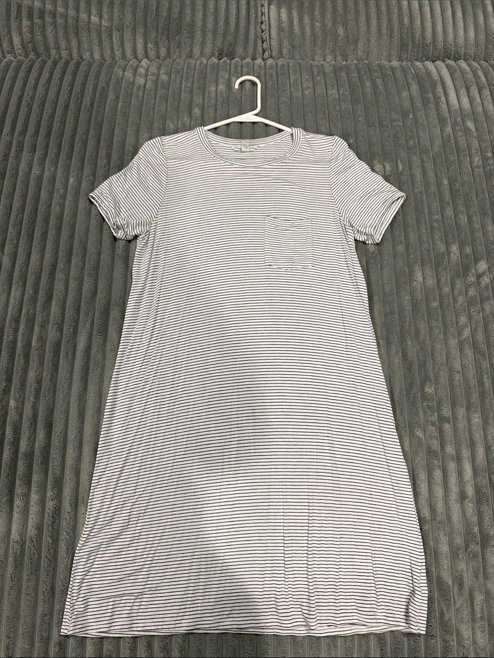 American Eagle Outfitters White & Gray Striped Midi Dress